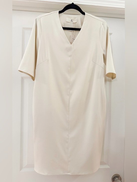 Commense Dresses & Skirts - NWT Commense V Neck Short Sleeve Shift Dress Ivory Cream sz Med